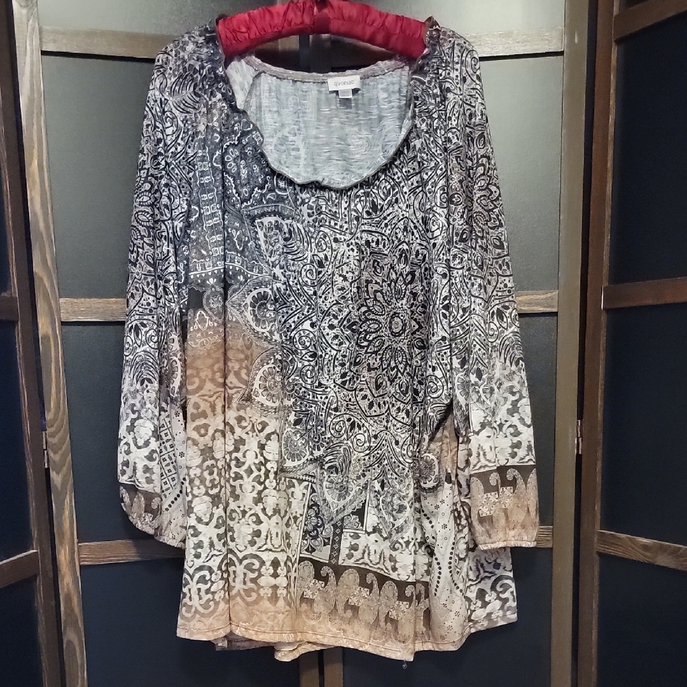 Avenue Black and Brown Mandala Blouse